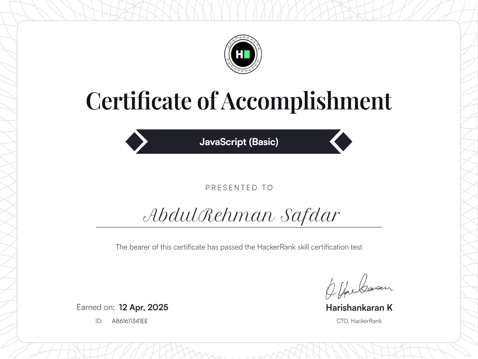 JavaScript (Basic) Certification