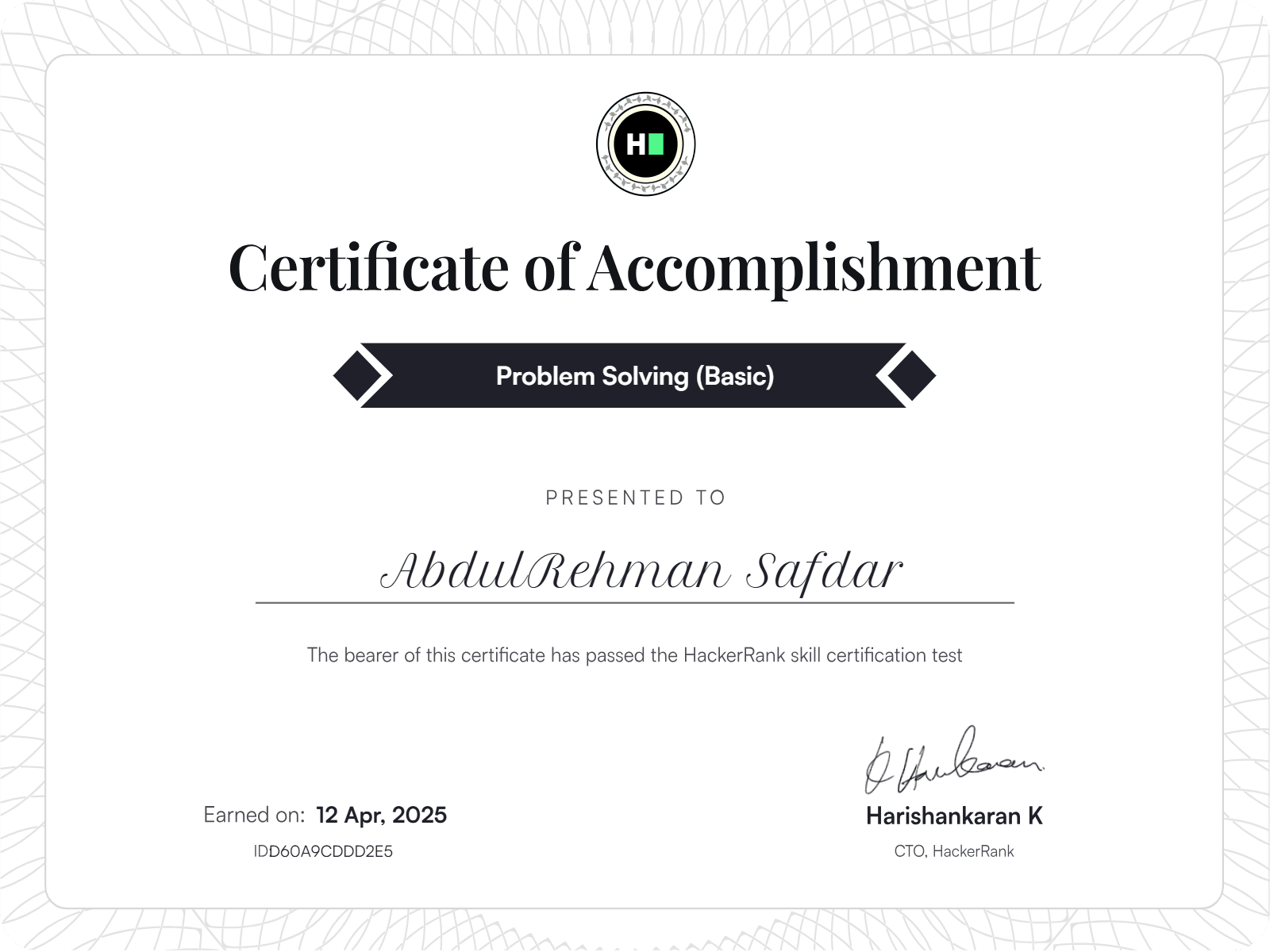 Problem Solving Certification