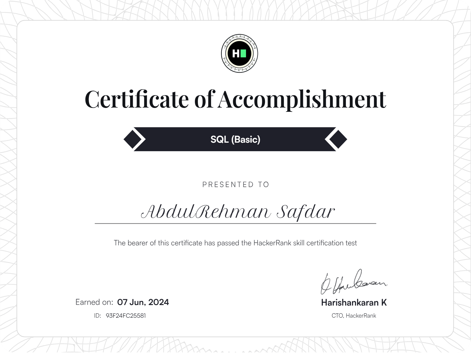 SQL (Basic) Certification